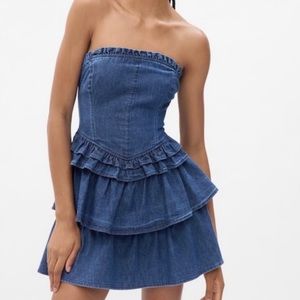 Gap × LoveShackFancy Denim Corset Mini Dress with Washwell